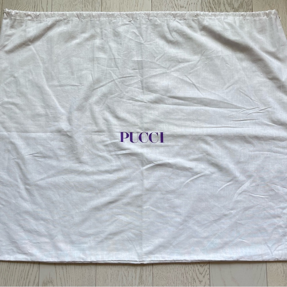 Vintage Emilio Pucci Drawstring White Pure 100% Cotton Dust Bag Storage Laundry